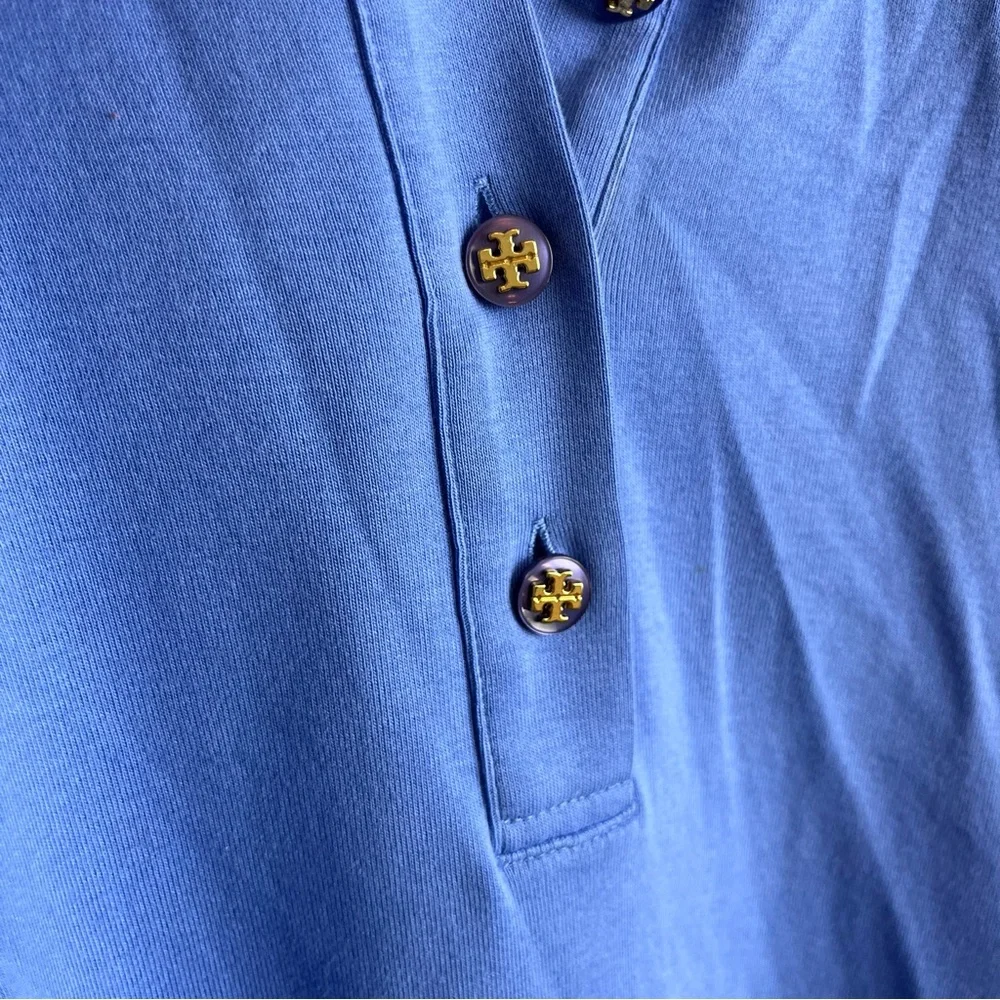 Tory Burch Lennox Cotton Polo Shirt Top Gold Logo Buttons